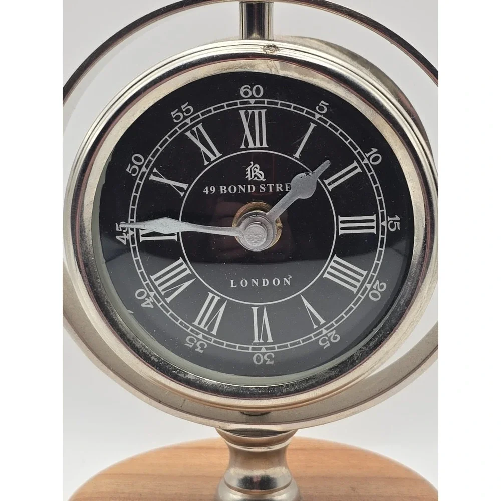 49 Bond Street London Steel Made Table Clock Desk Decor Made in India